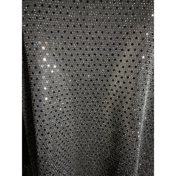 Nina Leonard Black Sequin Dress Smock Long Sleeve Pockets Lined Size Large - Picture 3 of 8